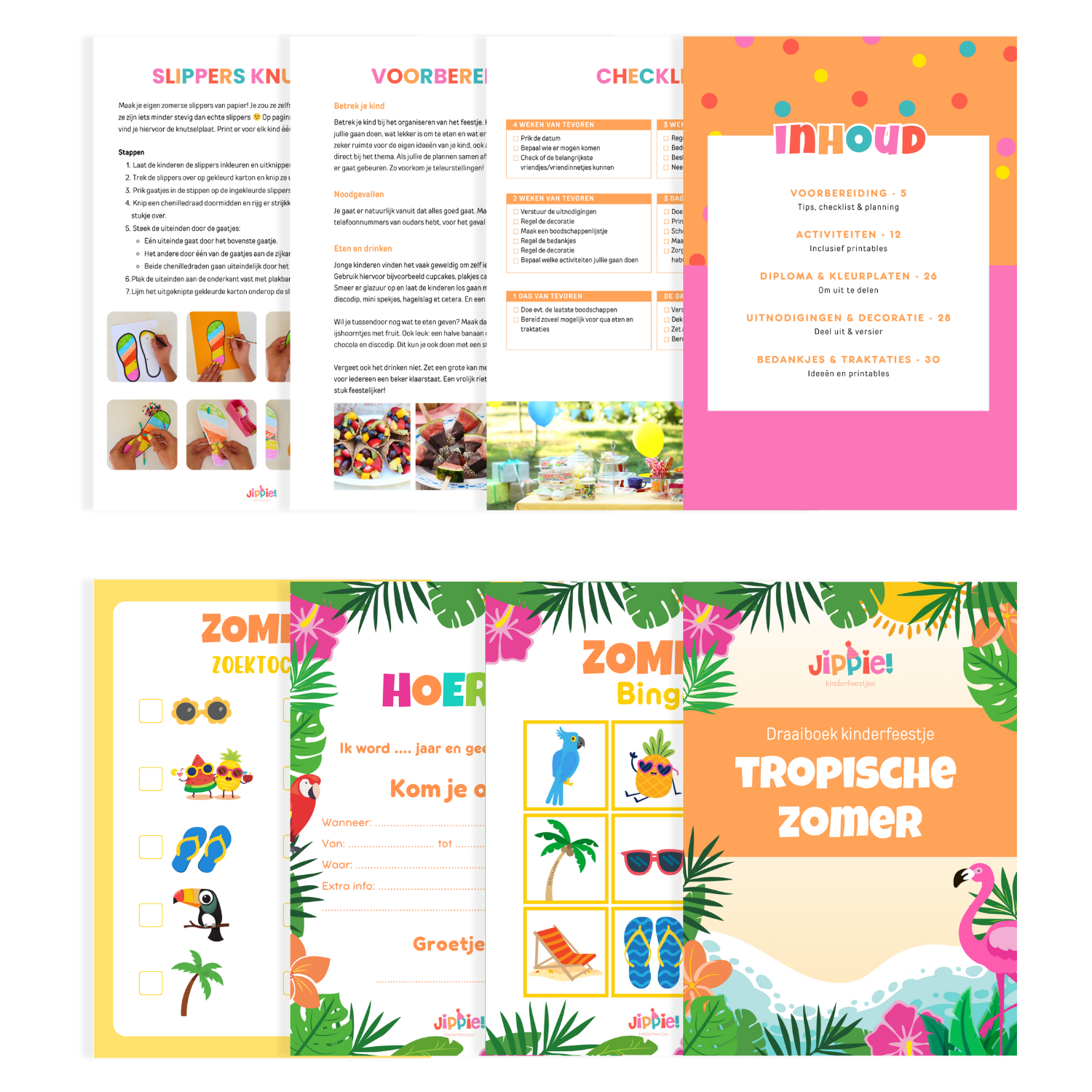 8 pagina's uit het draaiboek kinderfeestje Tropische zomer