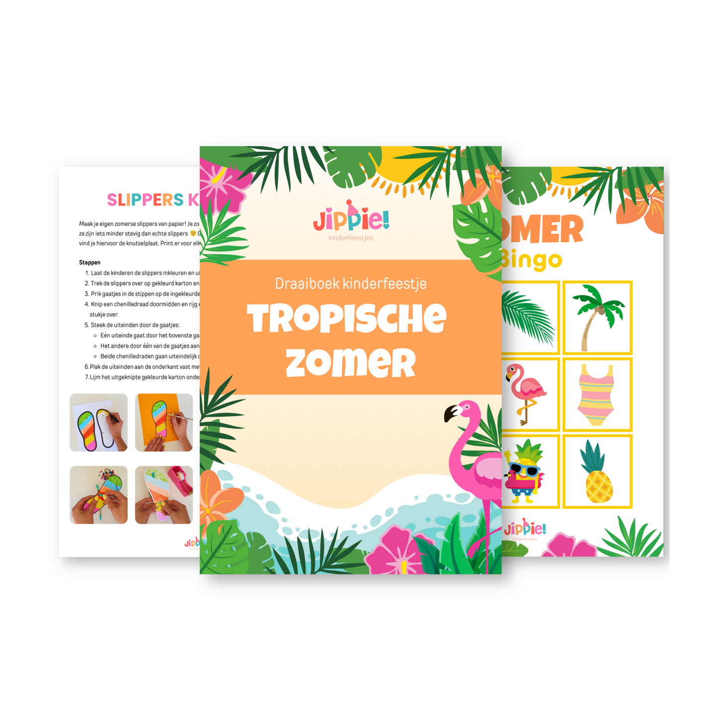 3 pagina's uit draaiboek kinderfeestje Tropische zomer