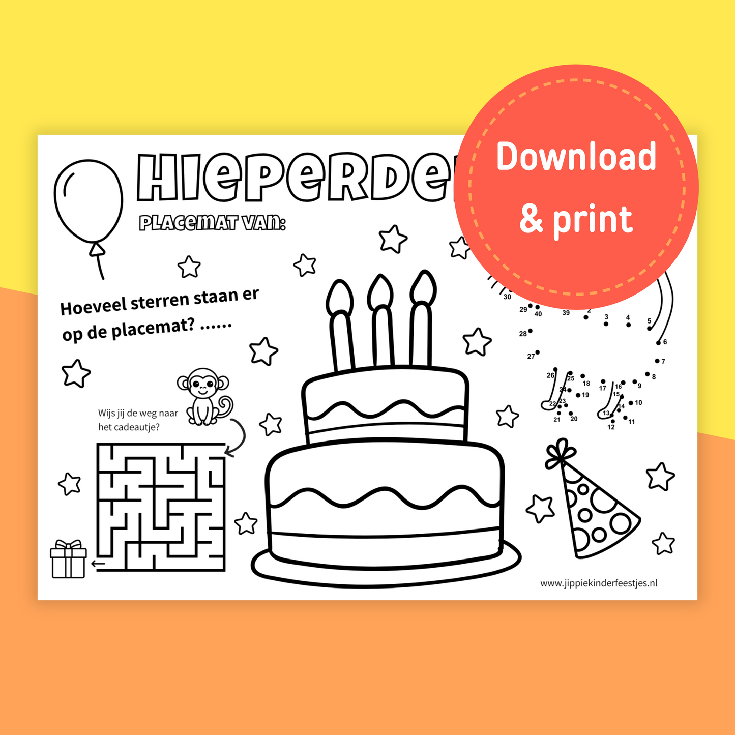 Verjaardag/kinderfeestje placemat